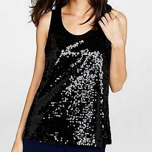 NWT Express Black Sequins Top